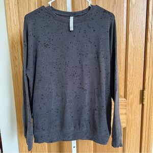 Athleta Studio to Street Paint Splatter Grey Black Sweatshirt Size Small